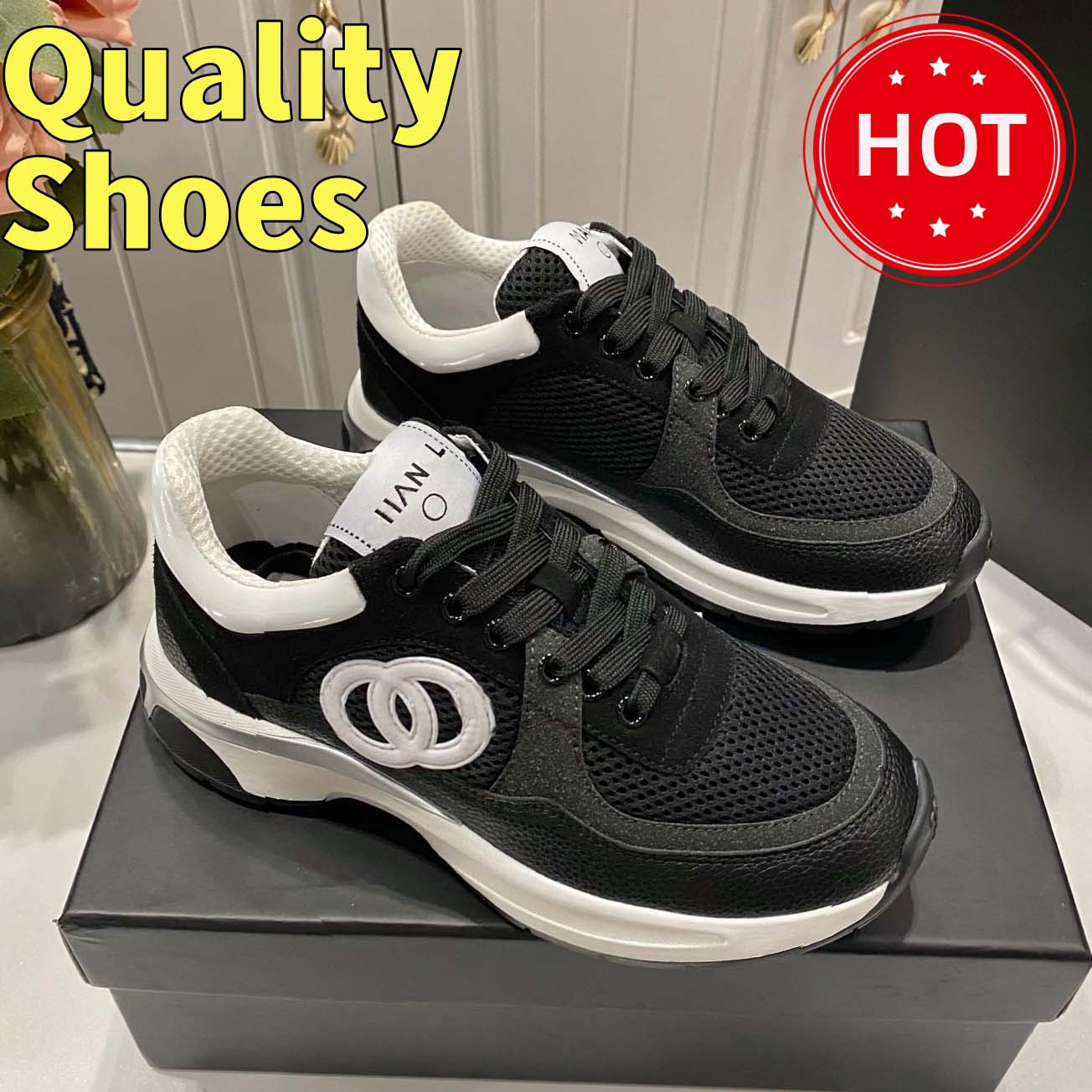 Designer shoes casual shoes women's sports shoes lace up canvas breathable and comfortable sneaker double letter small fragrant board shoes Running and hiking shoes