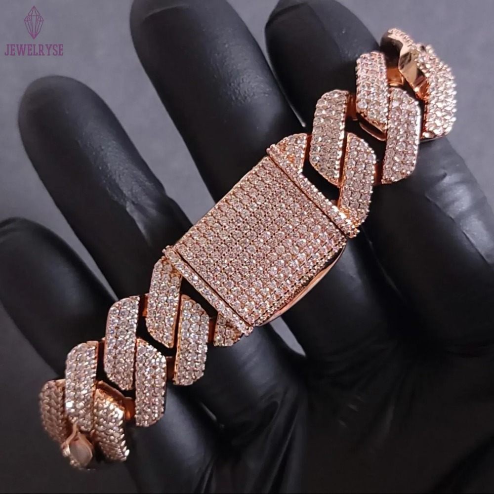 Men's Iced Out Cuban Link Chain with VVS Moissanite Custom Designer Bracelet Jewelry