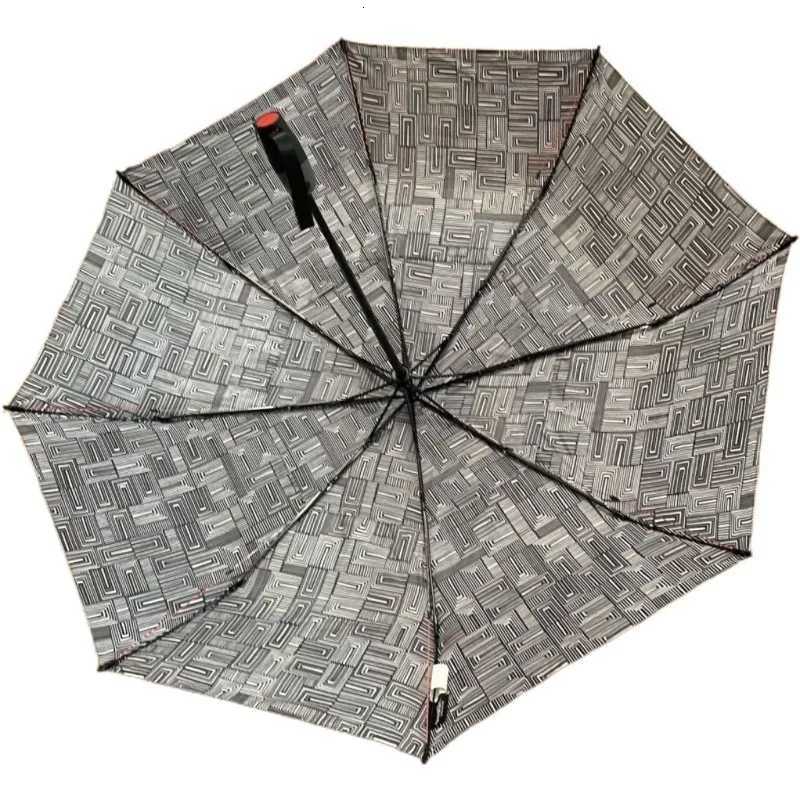 High-end Fully Automatic Self-opening And Closing Three-fold Umbrella With Blue Stripes For Men And Women Car Gift UmbrellaM251122