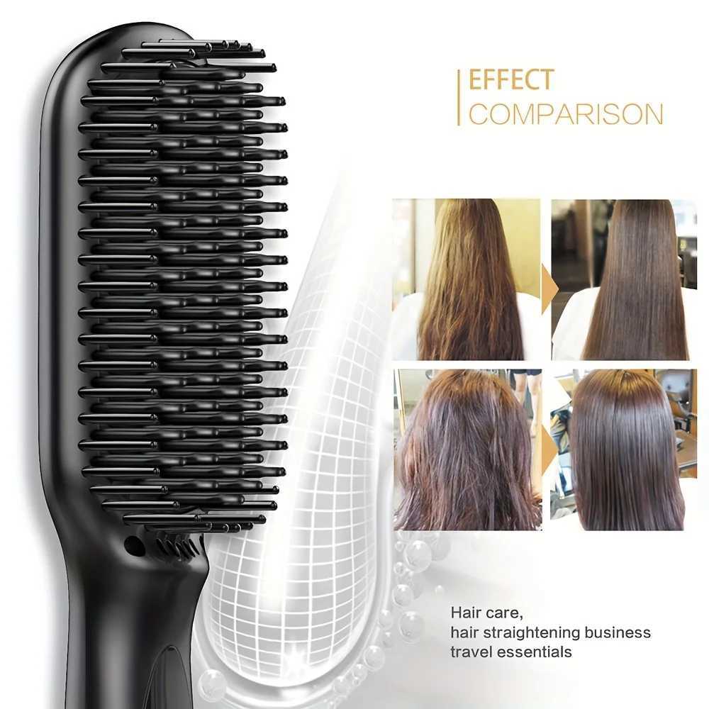 Ceramic Ionic Hair Straightener Brush Salon Fast Heating Hair Straightening Brush Anti-Scald Hair Beard Straightener CombT251122
