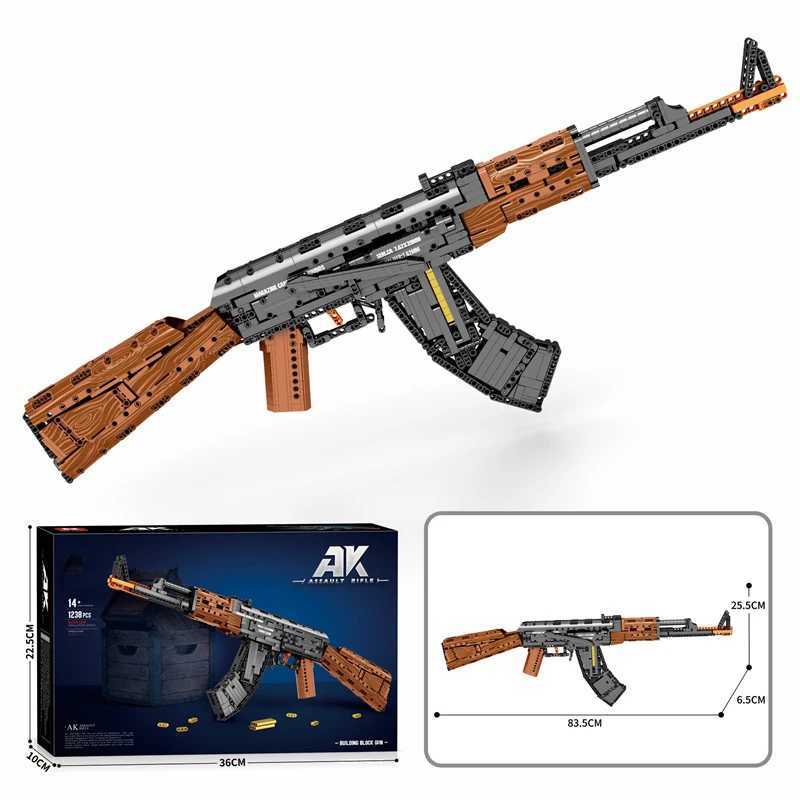AK47 Assault Rifle Model Building Blocks Military Army Weapon Shootable Imitation Gun Bricks Childrens Holiday Gifts DIY Toys G251122