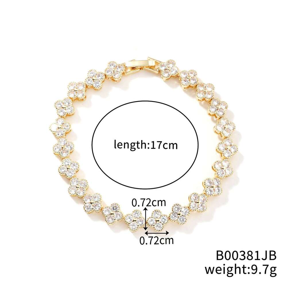 New Four Leaf Clover Bracelet with Colorful Zircon Fashion Design and Luxurious Hand Accessories