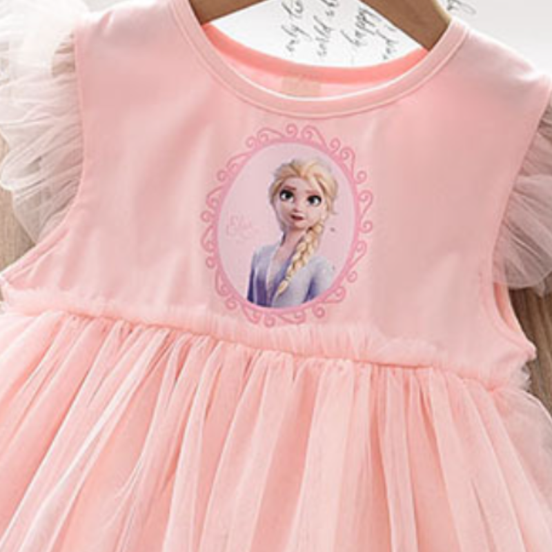 DISNEY kids designer clothes Frozen Elsa princess Summer Princess Dress for Girls Children Cute Short Sleeve Dress Kids Summer Clothes.
