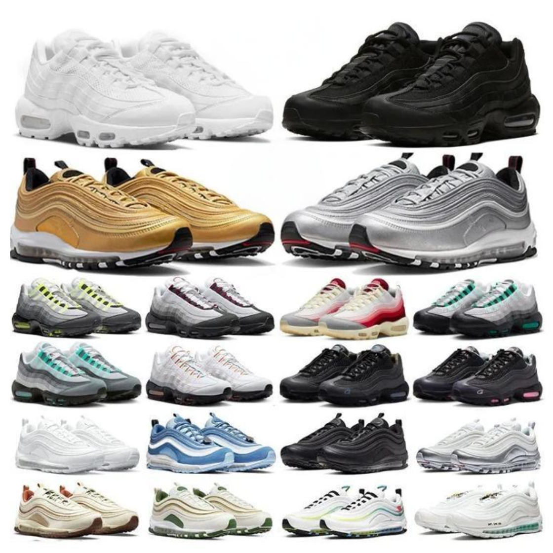 Without Box 97 Running Shoes Men Women 97s Sneakers TieDye Triple Black White Silver Cherry Picnic SE GS