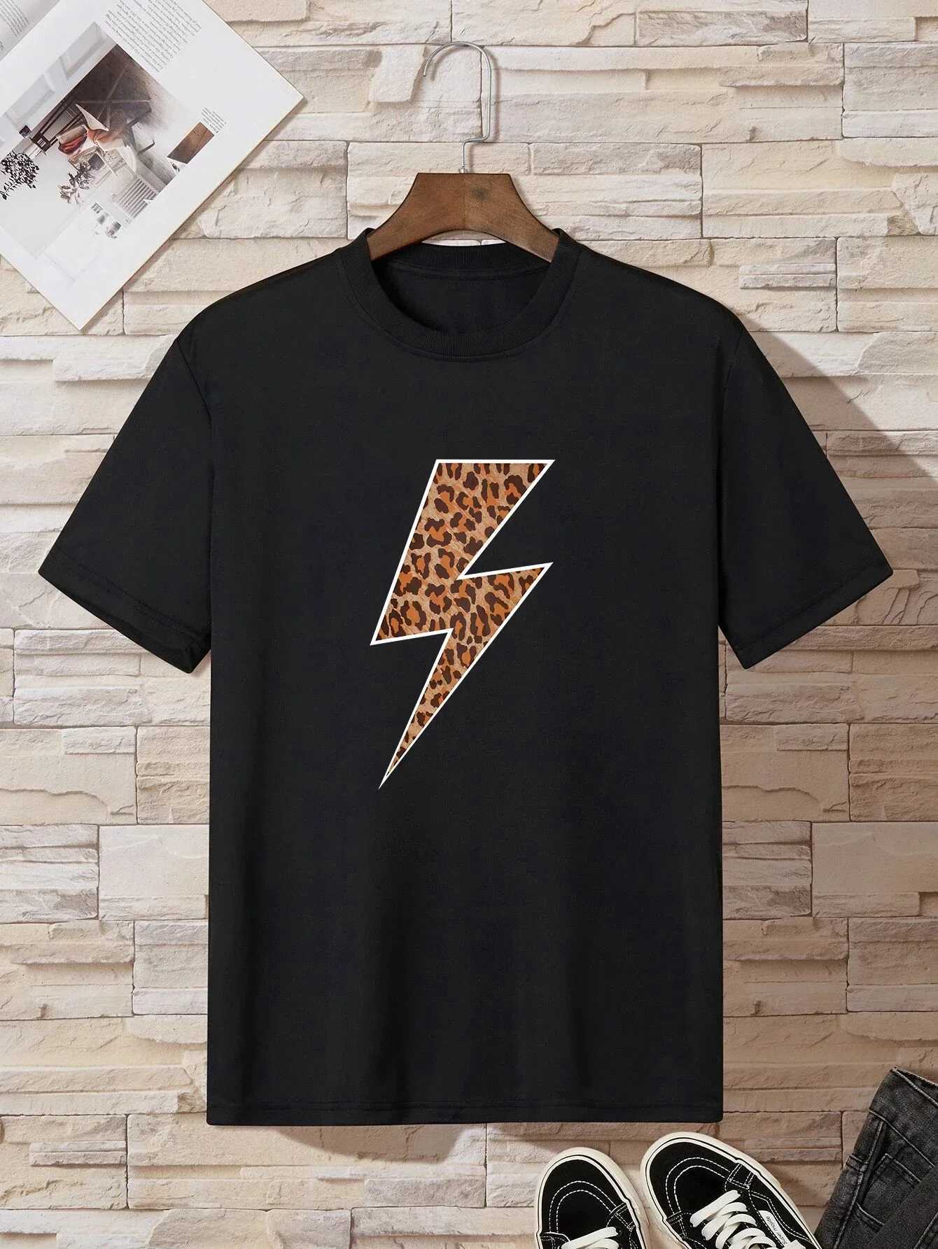 Leopard lighting pattern printing mens comfortable T-shirt Graphic Tee mens summer outdoor clothing mens clothing mens topT250421