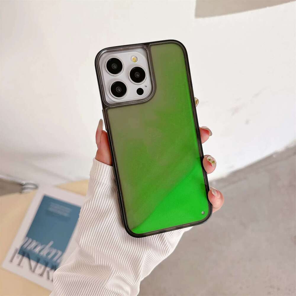 Luminous Quicksand Electroplating Plus Gel Acrylic Phone Case TPU PC Bumper Anti-Fall Cover for iPhone 16 15 14 13 12