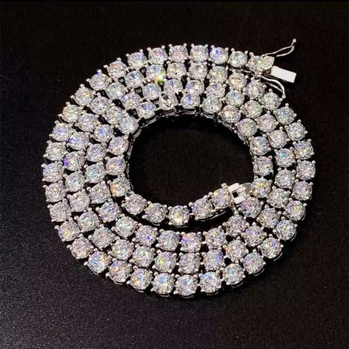 High Quality VVS Moissanite Tennis Chain Necklace Sterling Sier 2mm 3mm 4mm 5mm 6mm for Women Rose White Gold