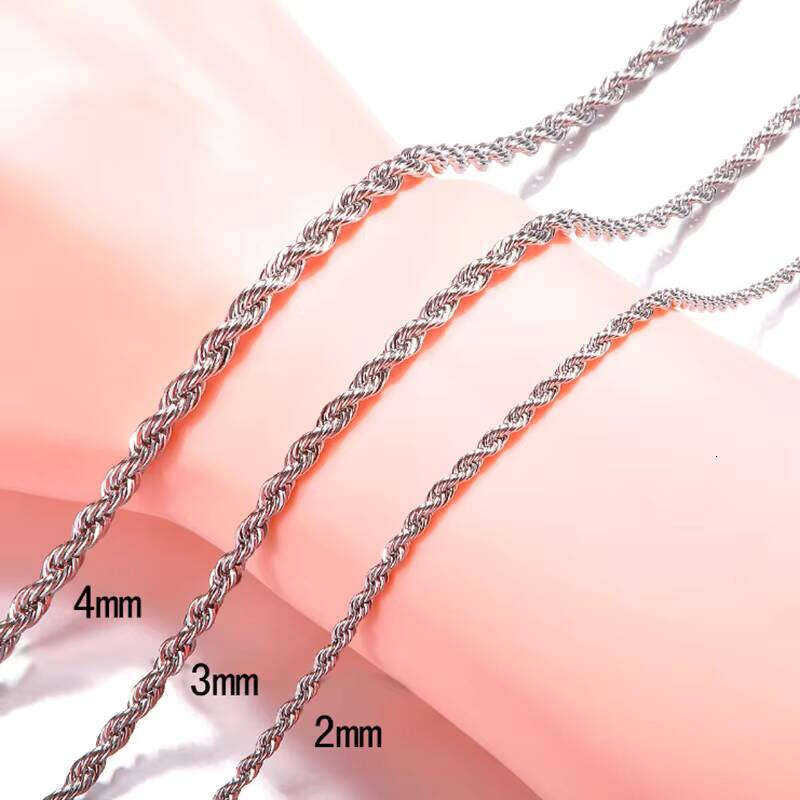 Women Men Hemp Rope Chain Snake Jewelry Necklace Plated Sier Geometric 4mm Hiphop 19N-31