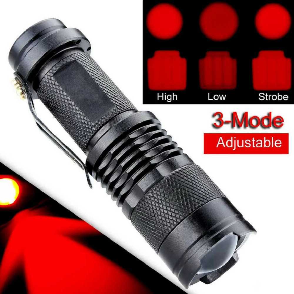 LED Flashlight 670nm Red/Blue/Green Light LED Flashlight Emegency Light Waterproof Flashlight Pocket Flashlight Hunting Lantern C251122
