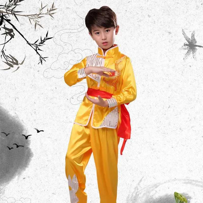 Spring Summer Childrens Martial Arts Costumes Baby Outfit Set Chinese Kung Fu Suit Stage Boys Tai Chi Girls Wushu Kids Clothes W250422