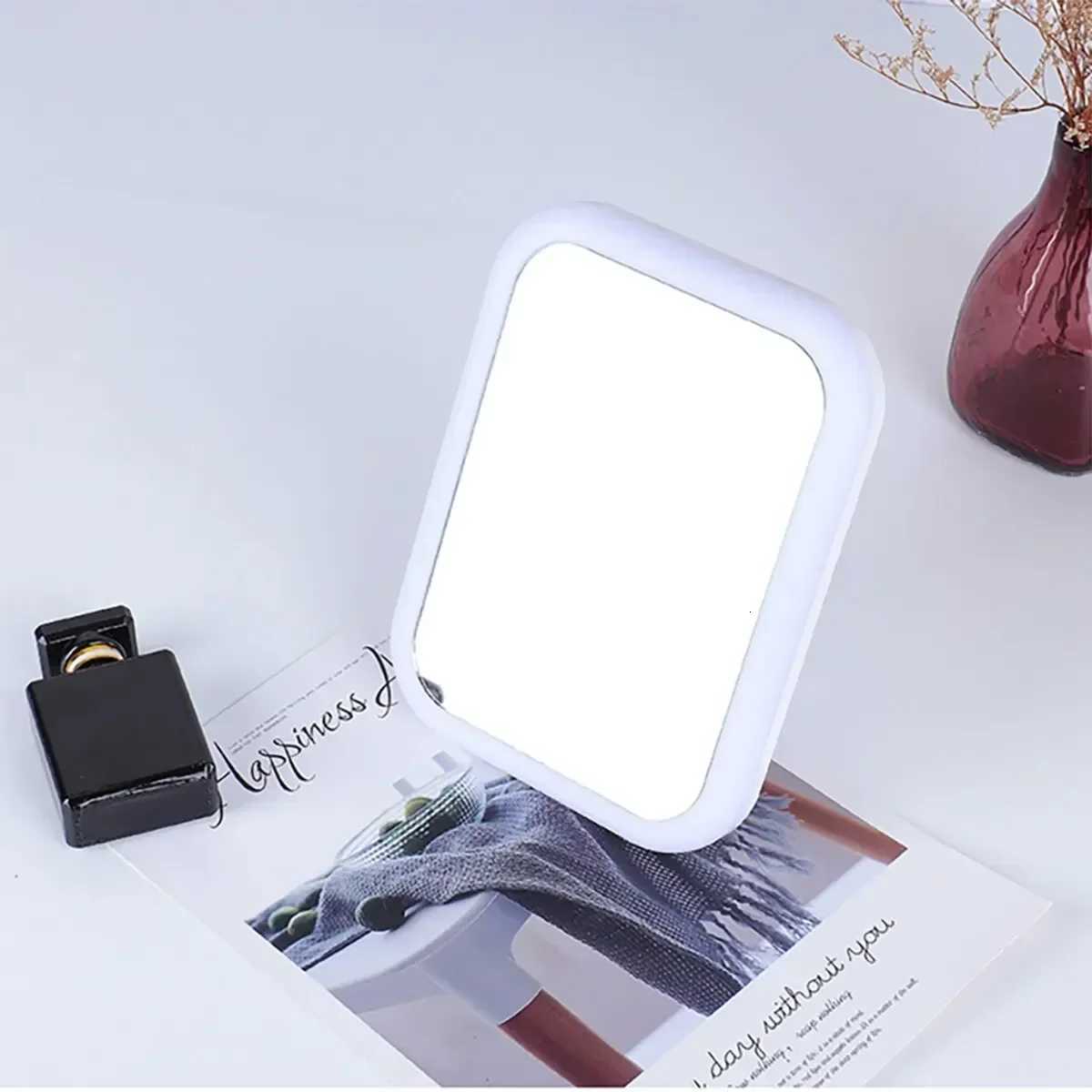 Heinast Makeup Mirror USB Rechargeable Portable 3 Color Compact LED Vanity Mirror with Touch Screen Dimming Makeup Mirror Light M251122