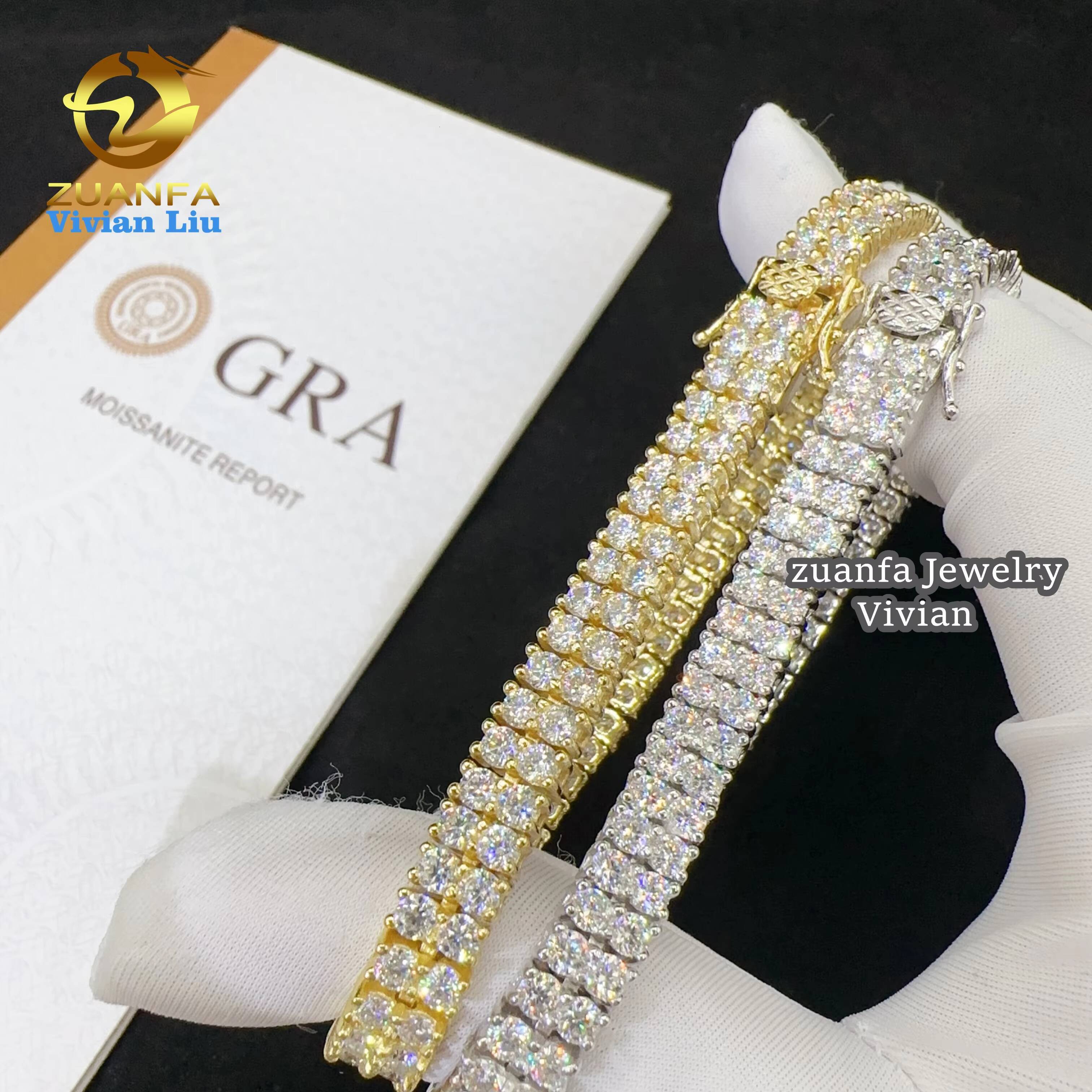 Ready to Ship Tennis Bracelet Silver Vvs Moissanite Lab Diamond Tennis Chain Hip Hop Iced Out Jewelry Necklace Bracelet