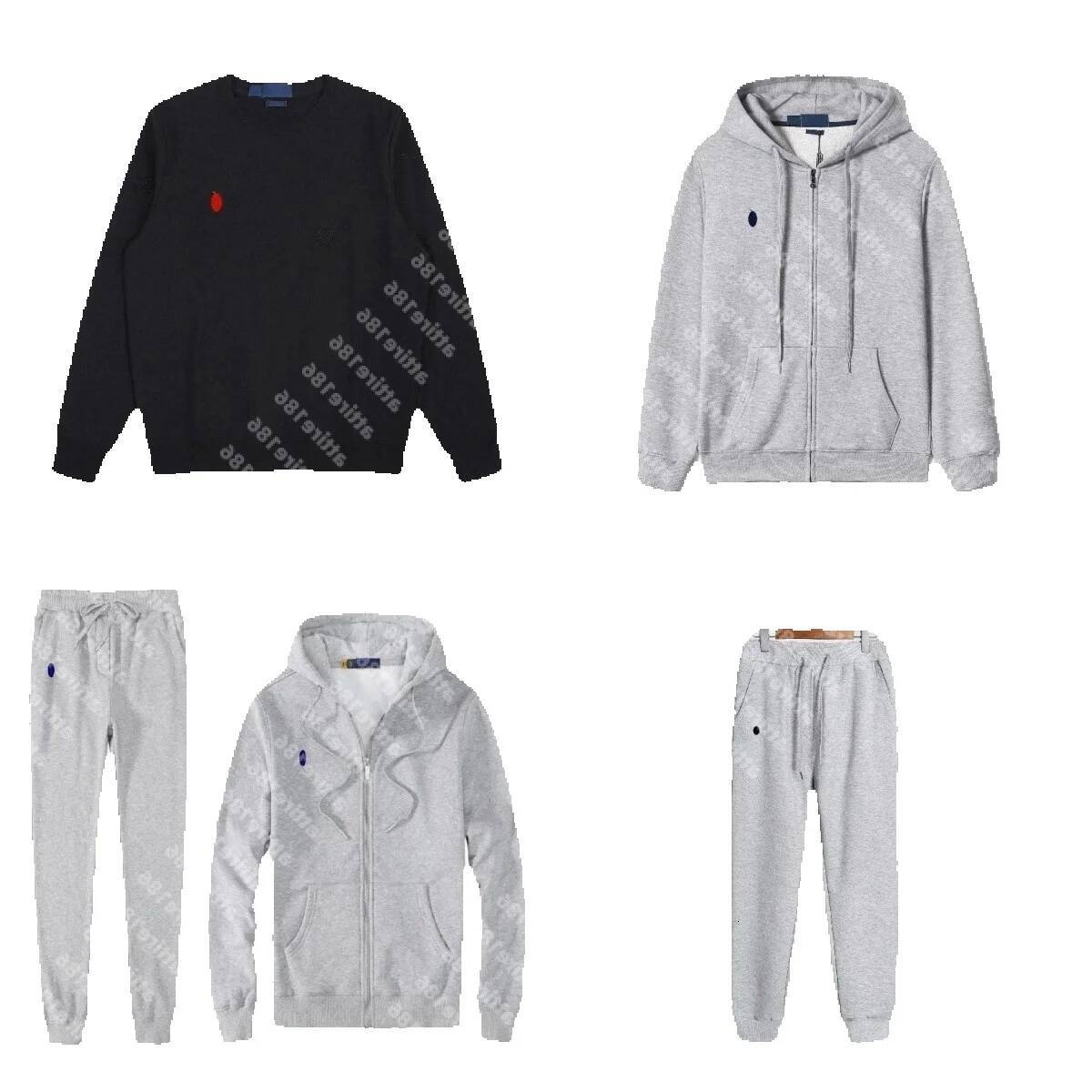 Men Polo Tracksuit Set Zip Up Hoodie Men Polo Hoody Designer Pullover Cotton Horse Long Sleeve Polo Hoodie Woman Sweater Grey Hoodie Designer Joggers Men e88 a7f