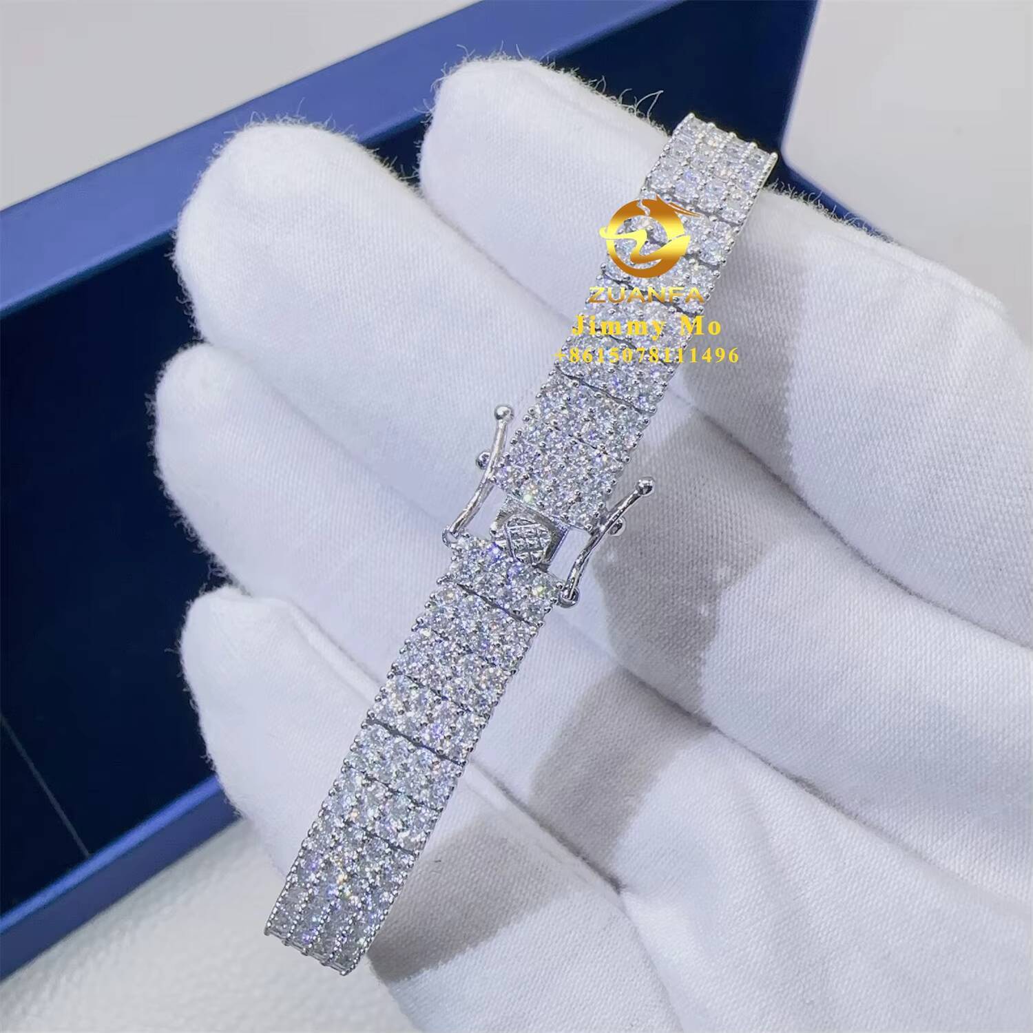 GRA Certificates Luxury 925 Sterling Silver Iced Out Hip Hop Fire Jewelry VVS Moissanite Cluster Tennis Bracelet