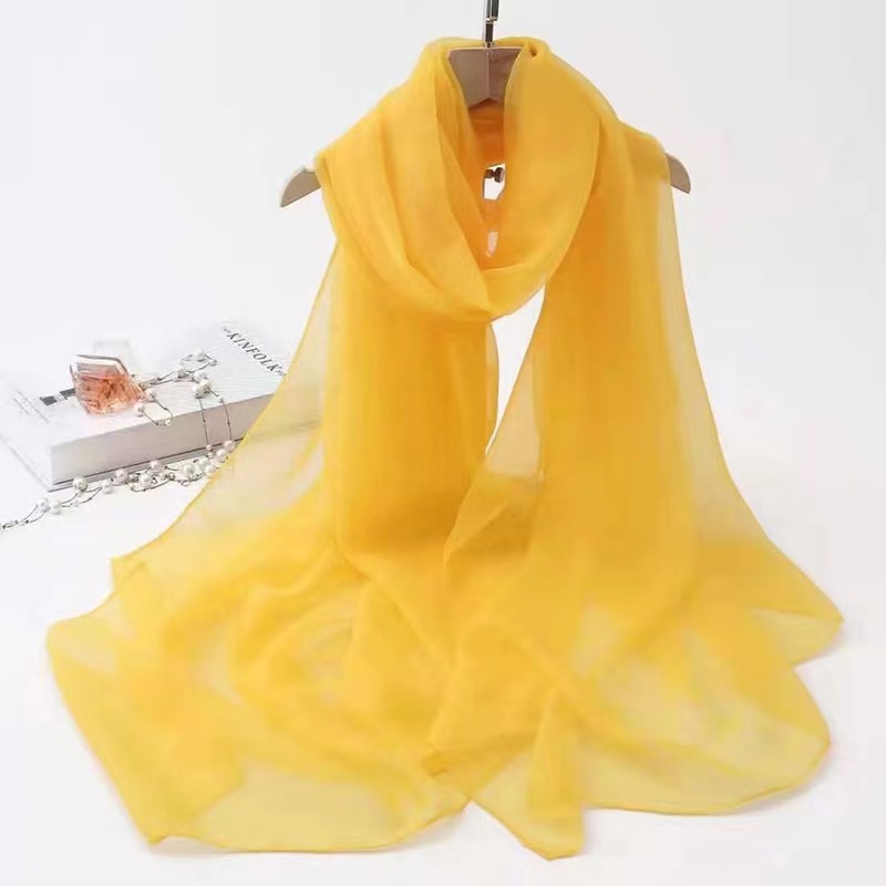 K473 Travel silk scarf for women, spring and summer, soft yarn beach towel, sunscreen shawl, thin yarn scarf, solid color, long dual-purpose scarf