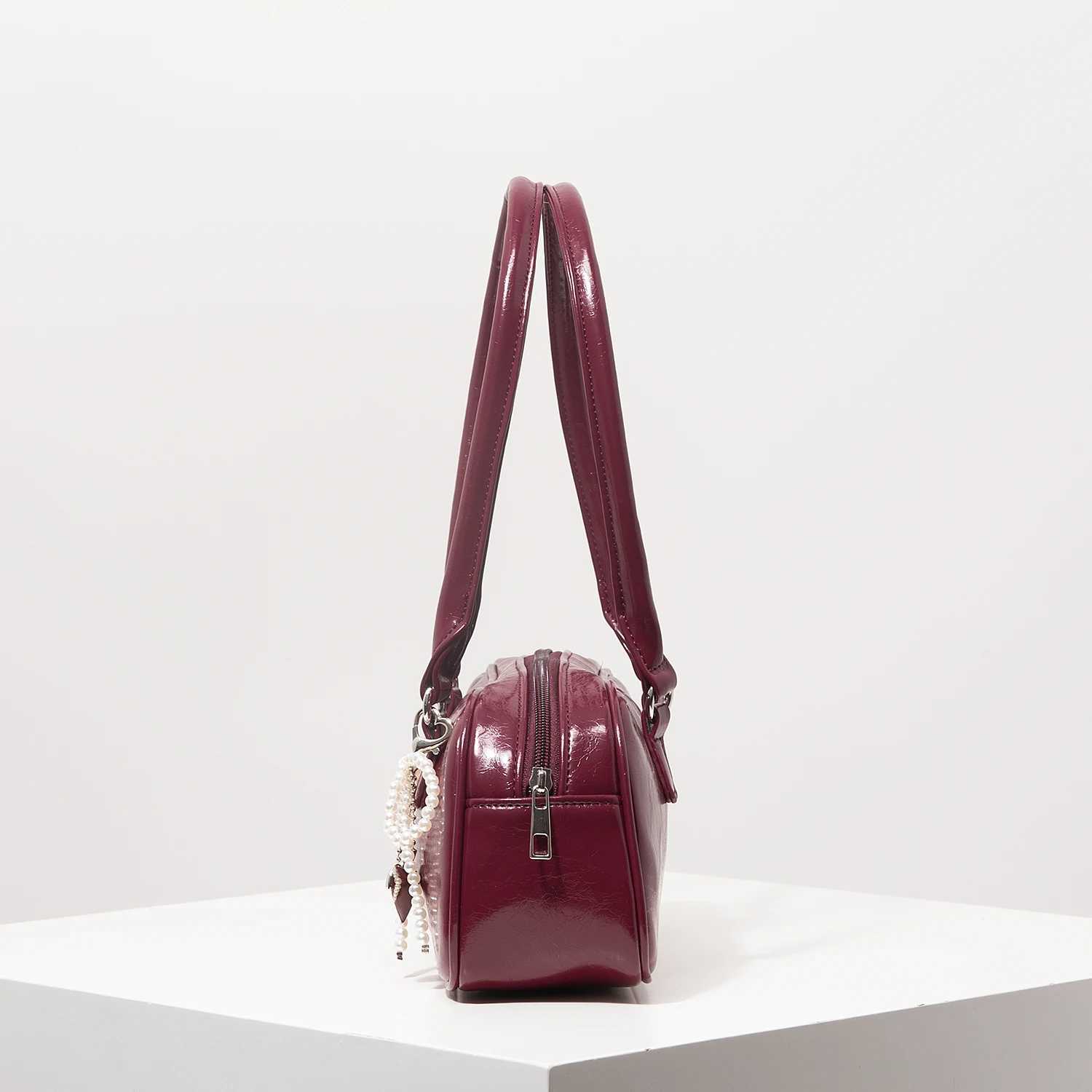 Premium Style Pu Shoulder Bag Suitable for Bowling Minimalist Womens Handbags Womens Work Bags Elegant Womens Bags Burgundy WalletsW250420