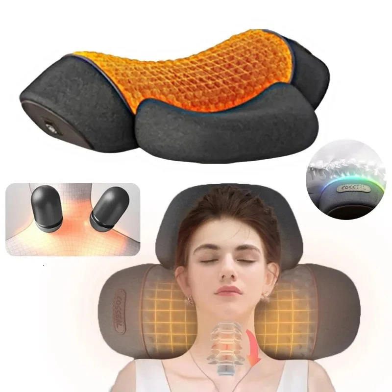 Electric Neck Massager Cervical Pillow Compress Neck Stretch Heating Vibration Neck Shoulder Massage Pillow Back Traction 251118