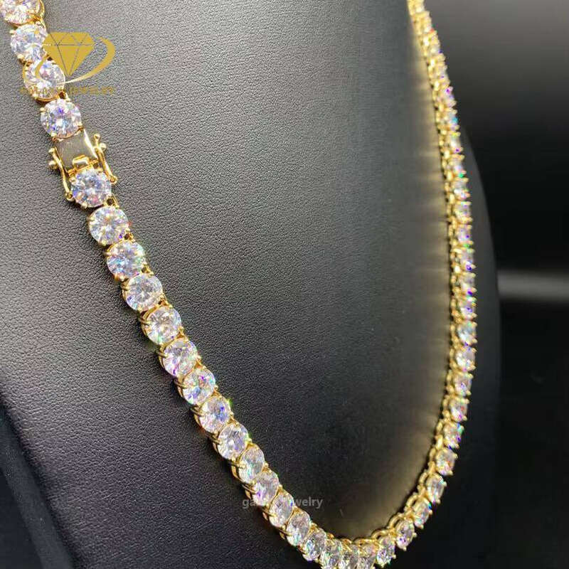 8mm Vvs Lab Moissanite Designer Big Iced Out 10k 14k Gold Plated Tennis Chain Set Bracelet Necklace for Men