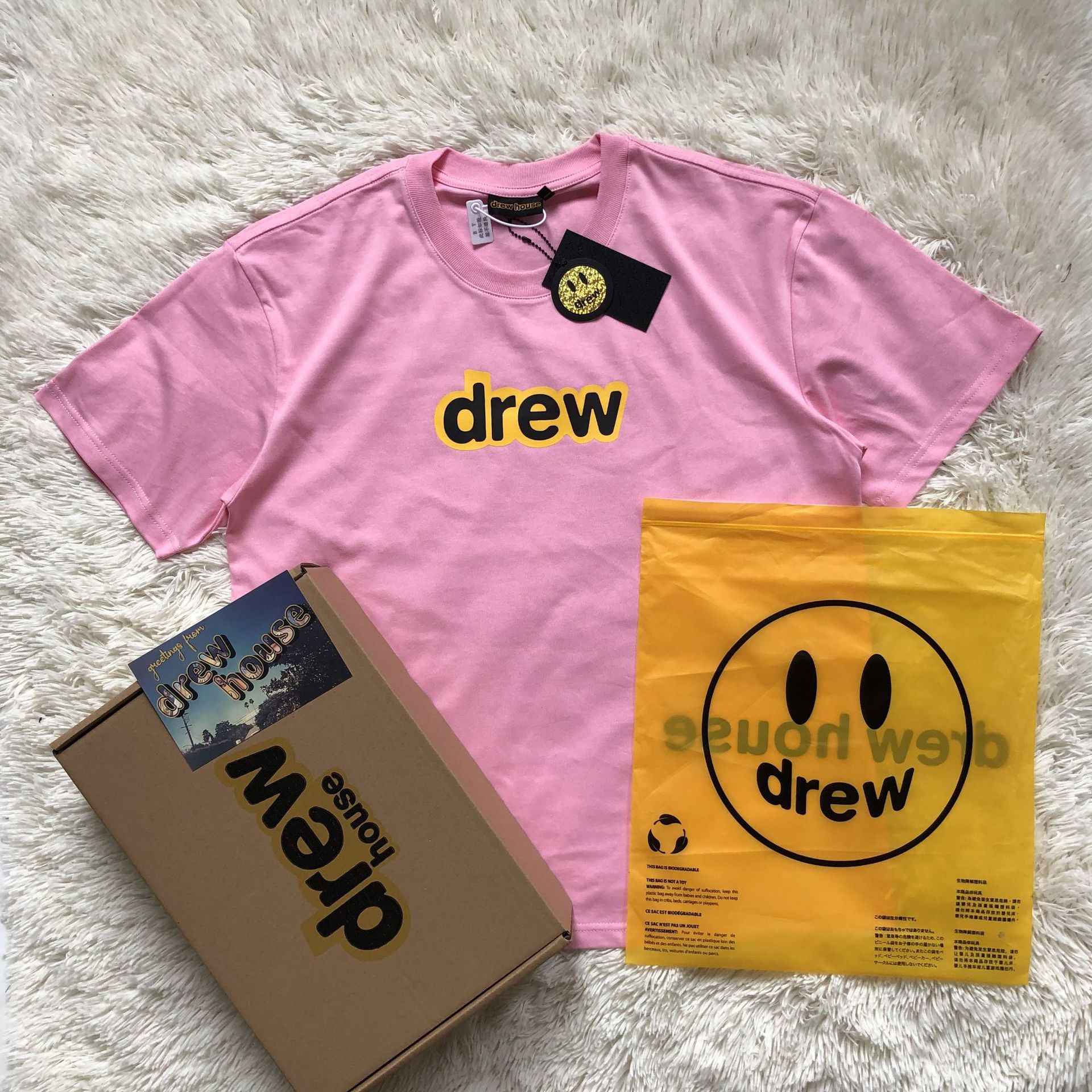 Drew House Drew tee Classic English letter print men's and women's loose short-sleeve T-shirt streetwear