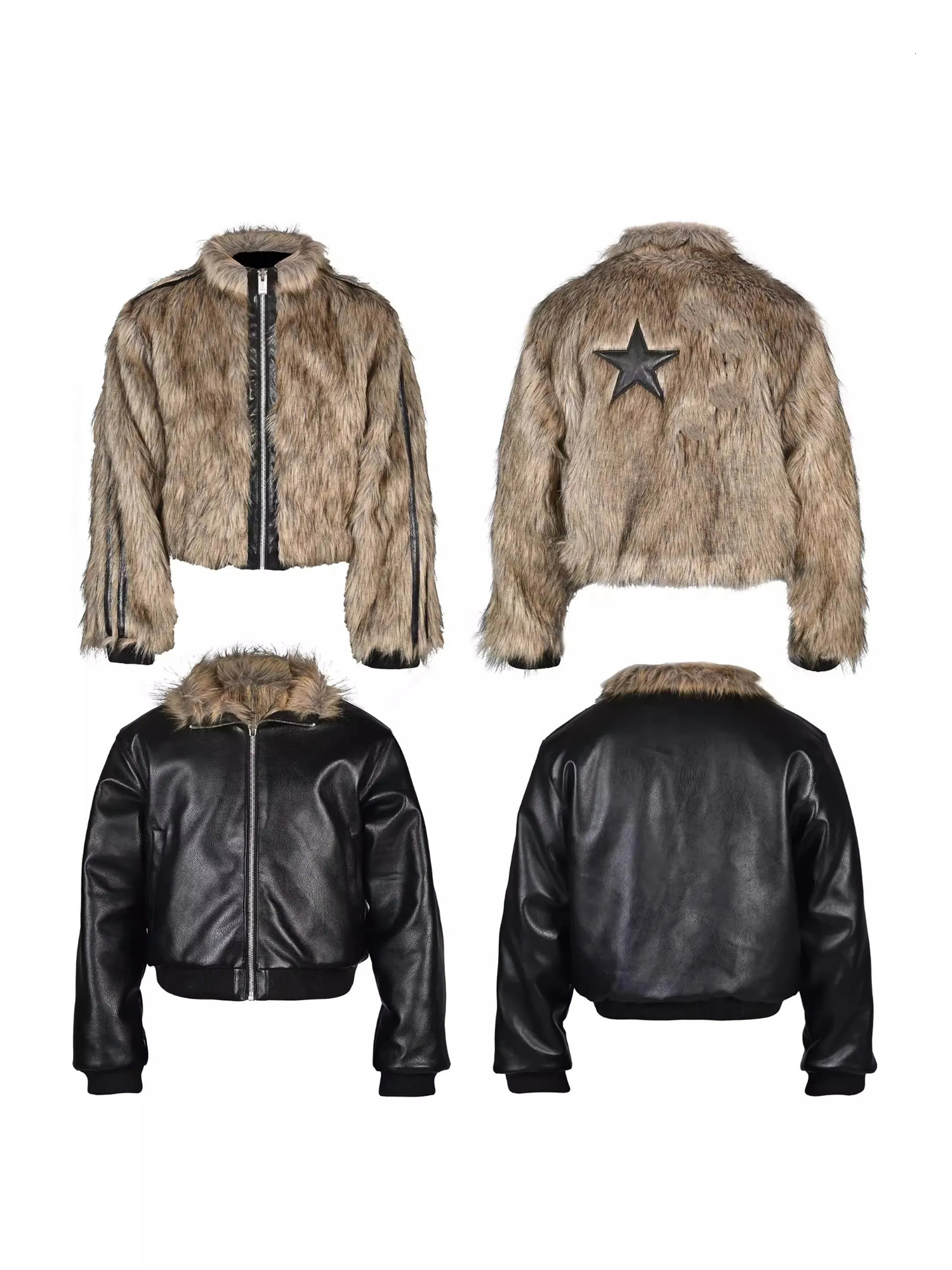 Mauroicardi Autumn Winter Short Cool Thick Warm Reversible Faux Fur Coat Men Zipper Clothes Fluffy Jacket 2025 251103