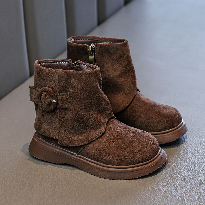 New designer shoes Autumn Winter New Suede Children s Ankle Boots Retro Fleece Lined Warm British Style Girls Fashion Martin Boots