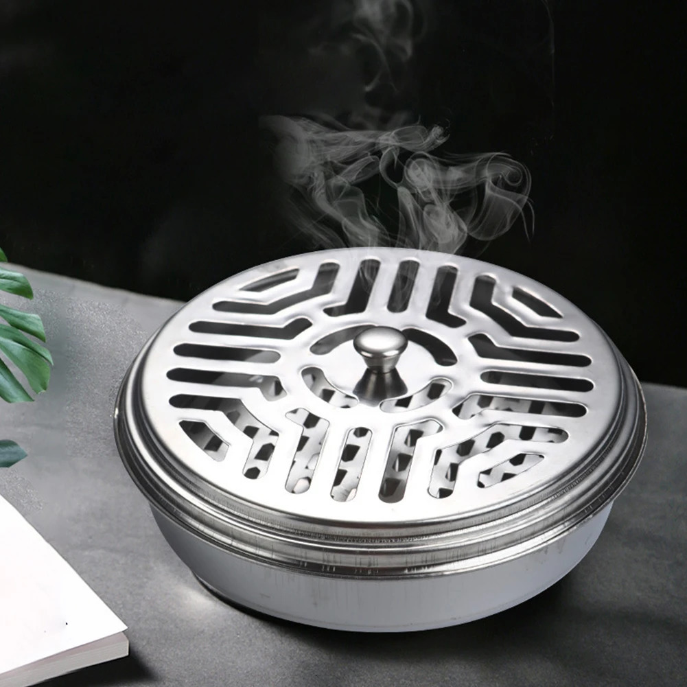 Portable Stainless Steel Mosquito Coil Holder With Cover Fireproof Rustproof Reusable Mosquito Repellent Box Mosquito Coil Tray 250422