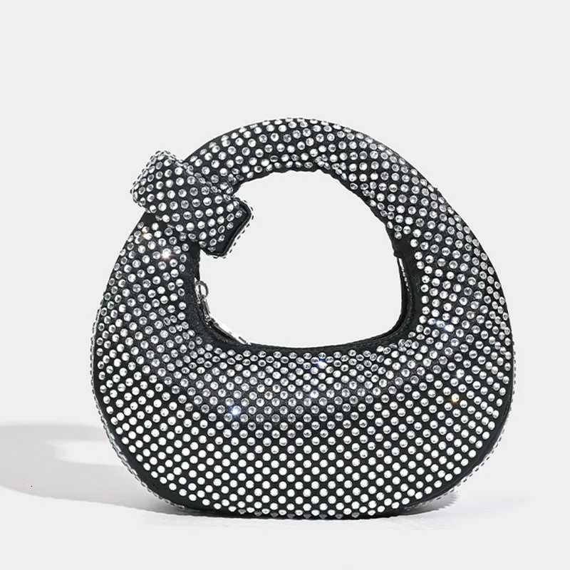 Fashion Rhinestone Halfmoon Women Handbags Luxury Diamonds Knoteed Handle Female Bag Luxury Evening Party Purses 2024 K251121
