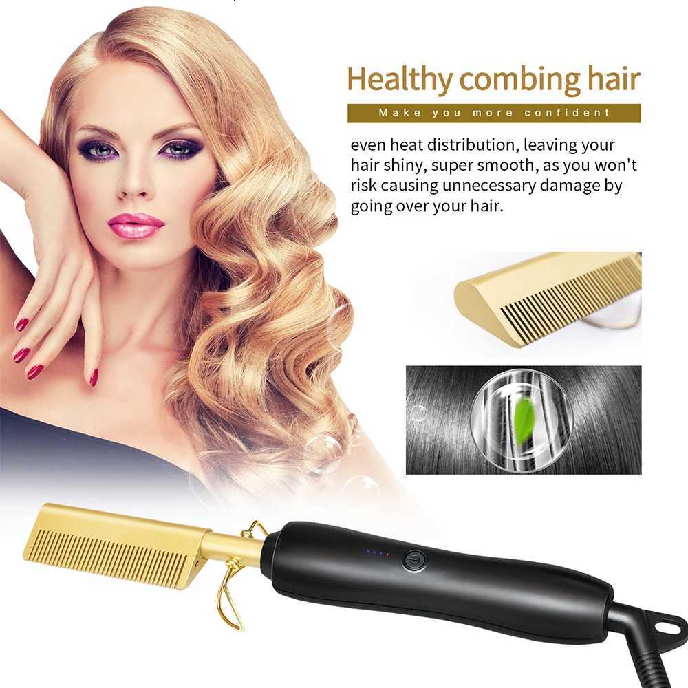 Heating Comb Straightener Electric Hot Comb Flat Iron Hair Straightening Brush Smoothing Iron Comb Hair Straightener BrushT251122