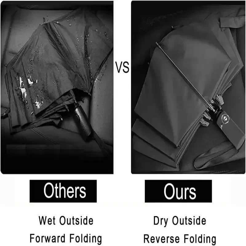 20 Bones Fully Automatic Reverse Folding Umbrella with Windproof Reflective Stripe UV UmbrellasM251122
