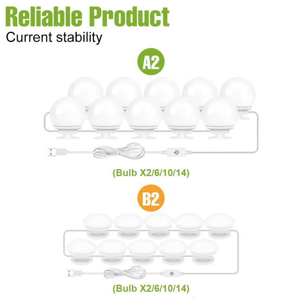 LED Makeup Mirror Light Touch Dimming 3 Colors Dressing Table Lamp USB 5V Nightlight For Home Bedroom Bathroom Mirror Decoration M251122