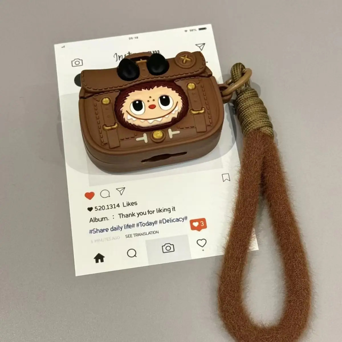 Creative mini cartoon briefcase keychain pendant headphone bag 250421