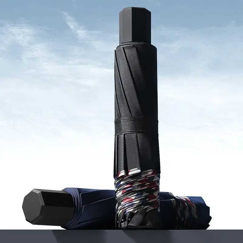 Folding Umbrella Ten Bones Bumper Wind-resistant Rainproof Cloth Sunny Rainy Dualuse Universal Double Business UmbrellaM251122