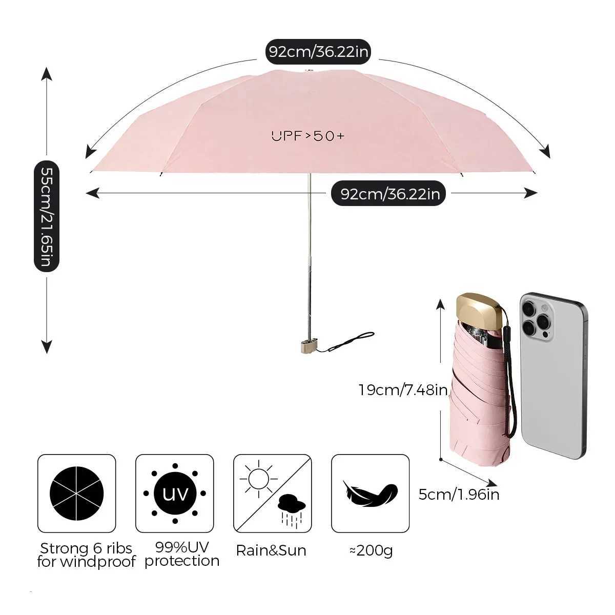 Sun Umbrella 1Pc Mini Pocket Rain Umbrella Vinyl Folding UV Ultraviolet Protection Sun Shade Pocket Parasol CapsuleM251122