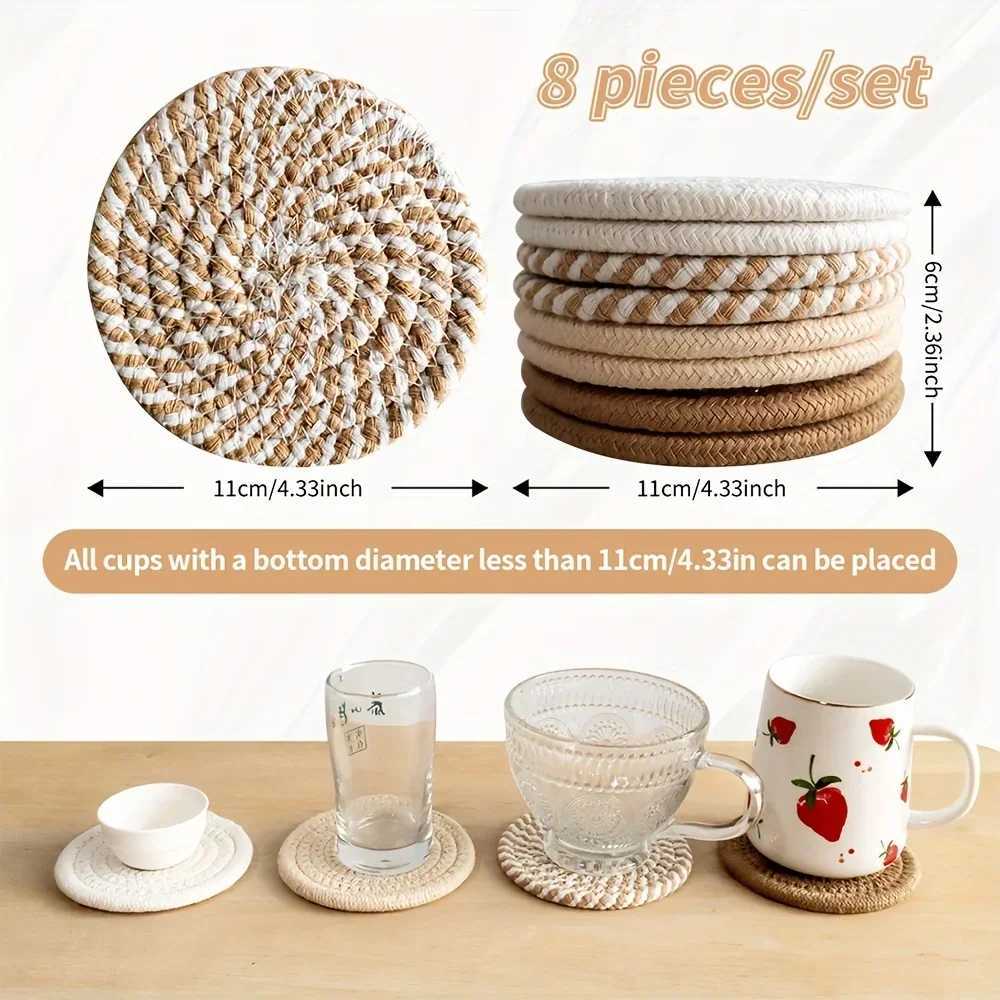 4pcs Absorbent Drink Coasters Minimst Cotton Fabric Coasters with Non-Woven Lining for Coffee Table Home Decor C251122