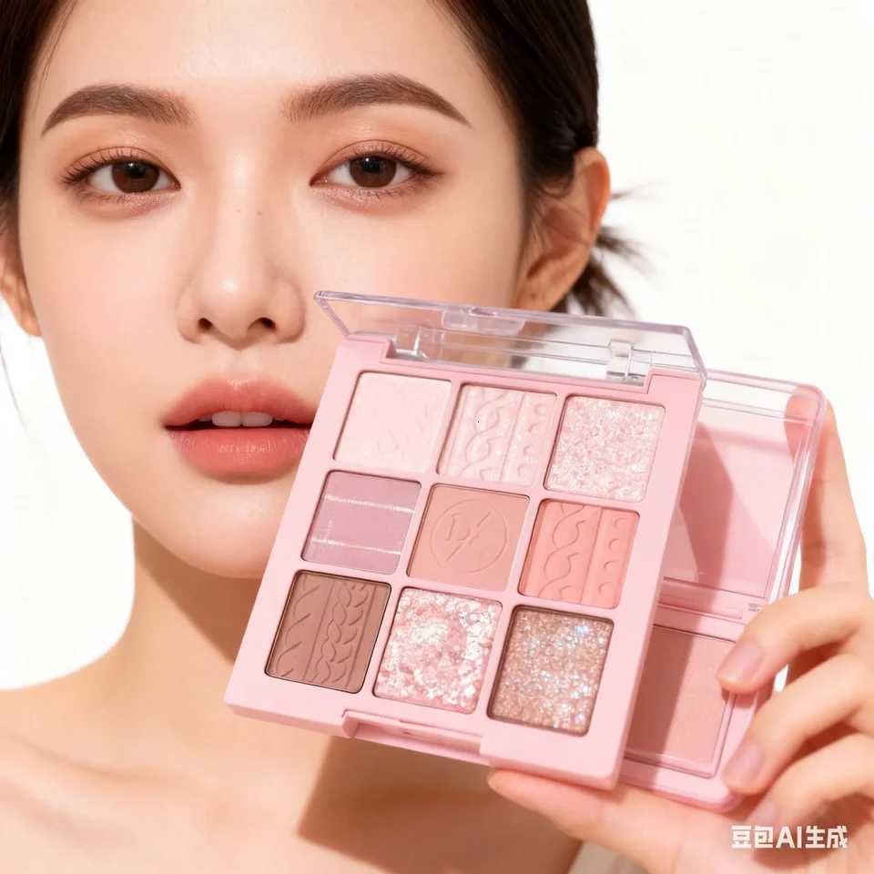 MUGELEEN 9-Color Eyeshadow Palette Explosive Shine Pearlescent Pink Series Essential for Daily Party Looks Highly PigmenteT251122