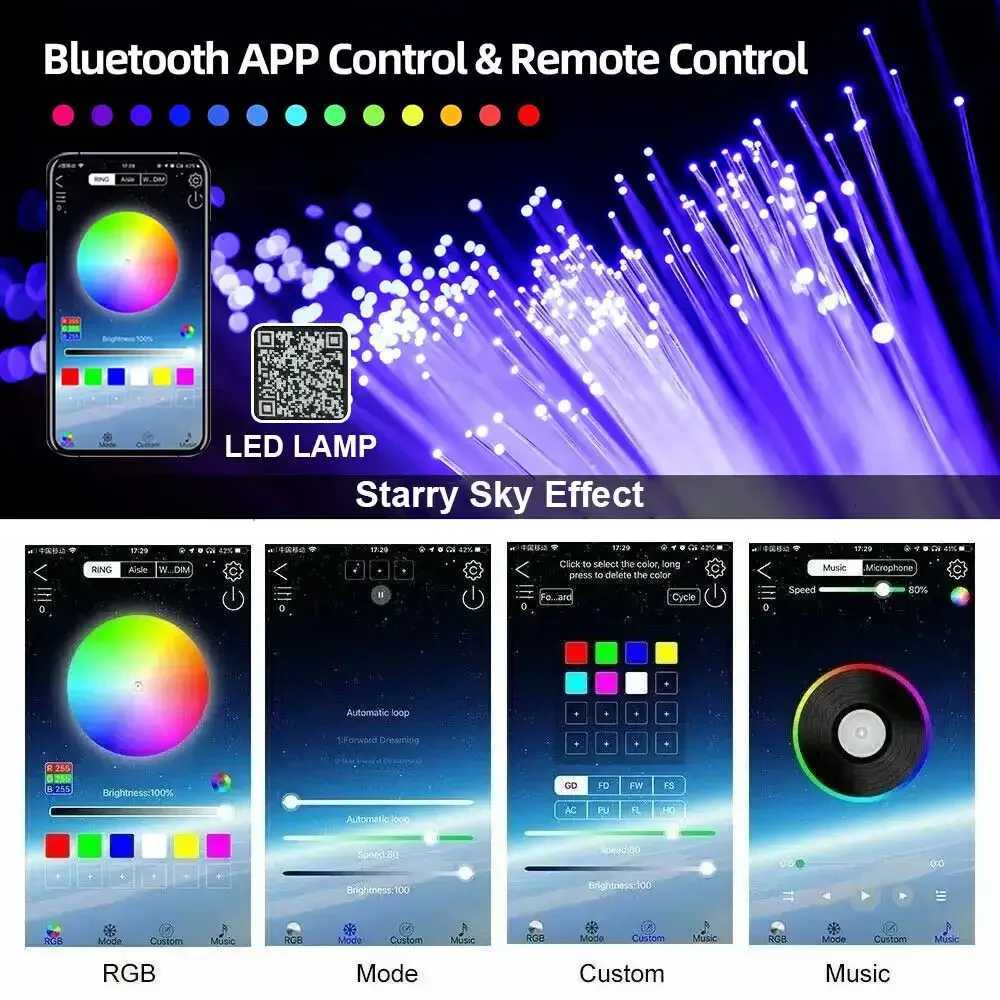 RGBW 1/2/4/6 split machine Car Roof Star Light APP Control Fiber Optic Star Ceiling Light Starry Sky ceiling for Car HomeW251122