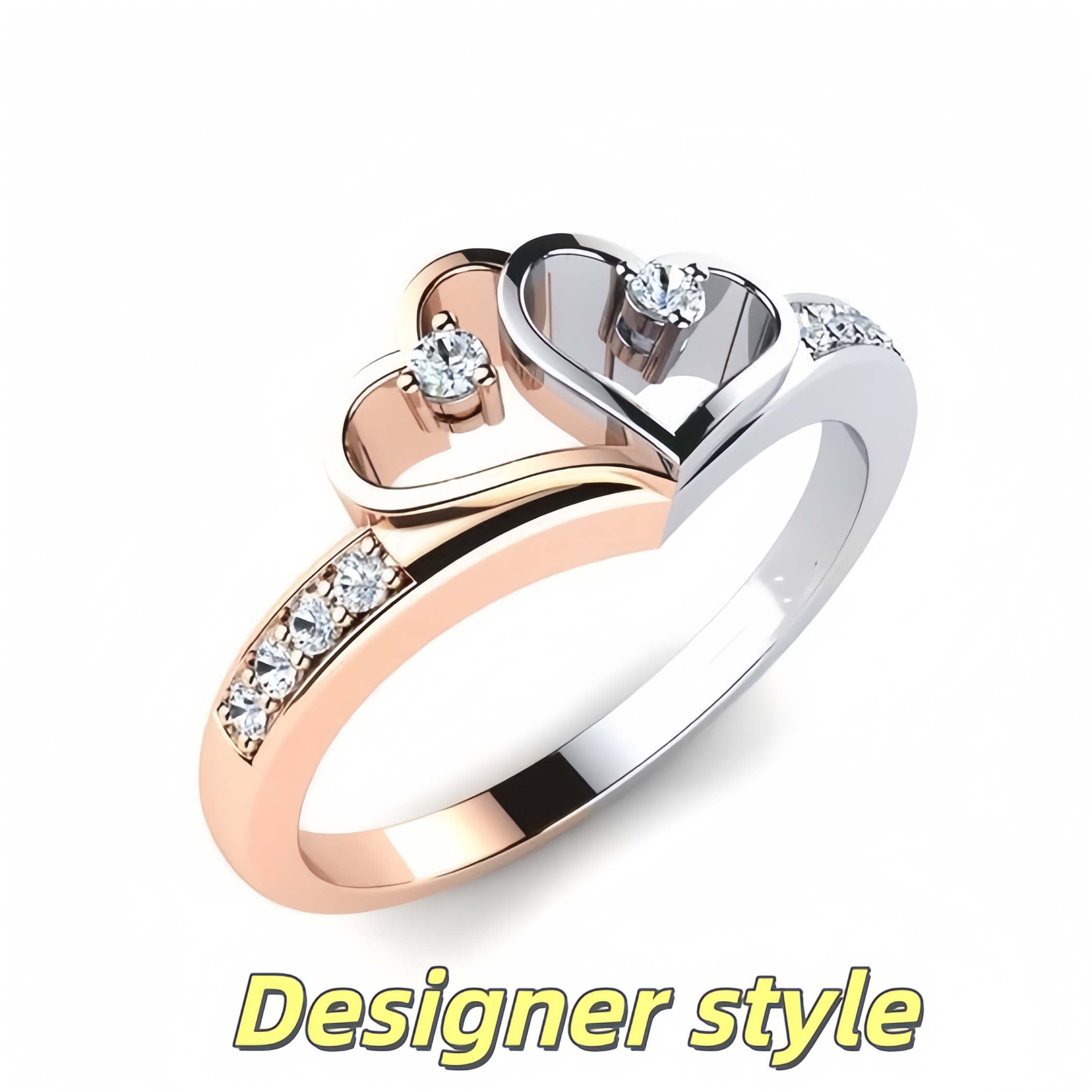 18K Gold Double Heart Micro-inlaid Ring High quality gold designer diamond ring rings designer for women engagement men love ring rings Luxury Large S
