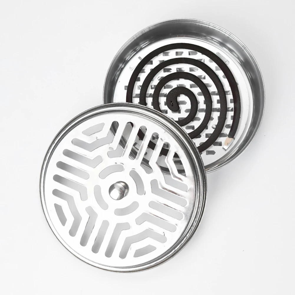 Portable Stainless Steel Mosquito Coil Holder With Cover Fireproof Rustproof Reusable Mosquito Repellent Box Mosquito Coil Tray 250422