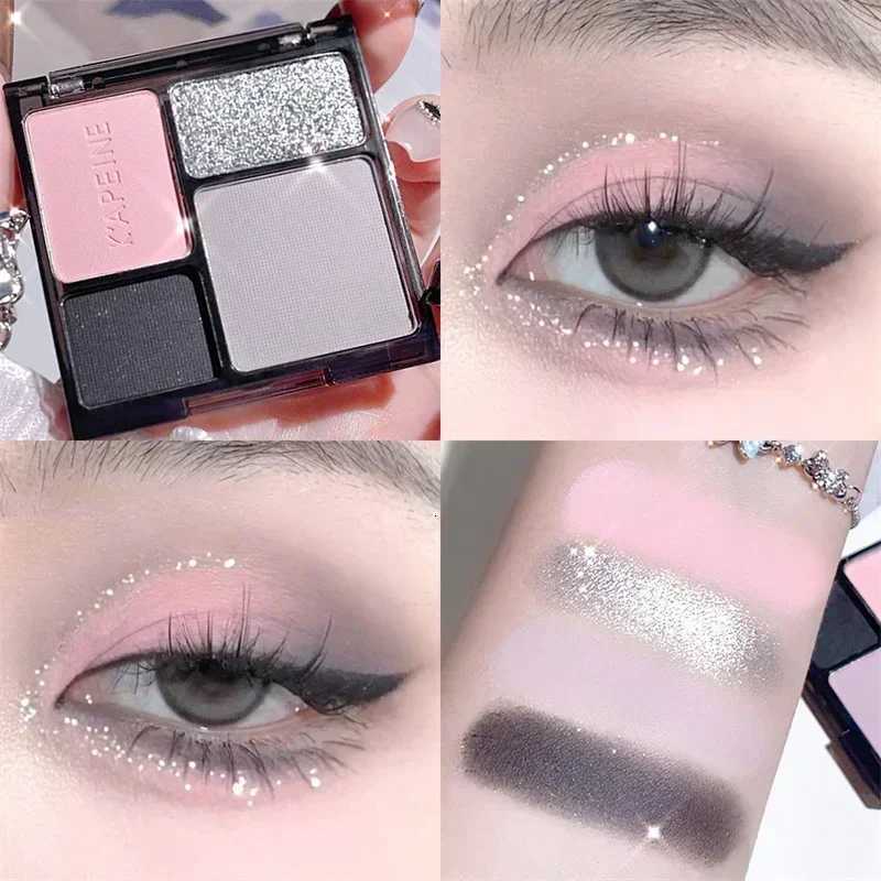 4-Color Eye Shadow Palette Makeup Glitter Blue Pearlescent Metallic Korean Acrylic Smoky Eye Shadow Palette Makeup CosmeticsT251122