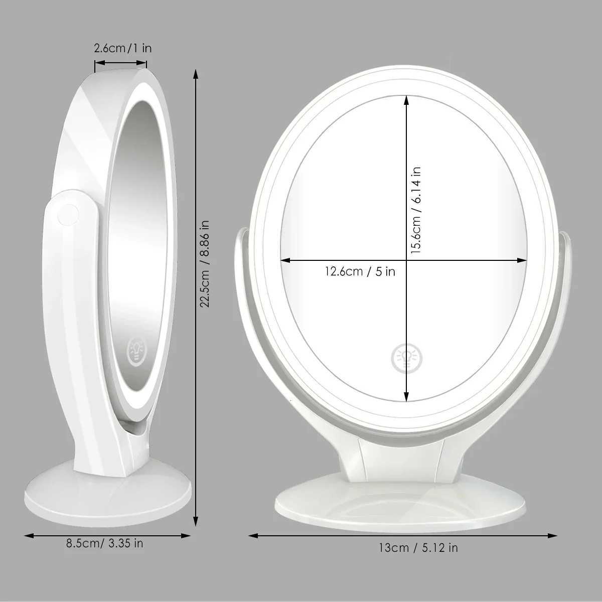 Makeup Mirror With Light Double-Sided 1X/7X Magnifying MirrorUSB Rechargeable 360 Rotating Freestanding LED Mirror M251122