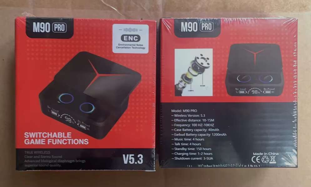 Wireless Bluetooth Earbuds With LED Display Charging Case Noise Cancelling In-Ear Headset Black