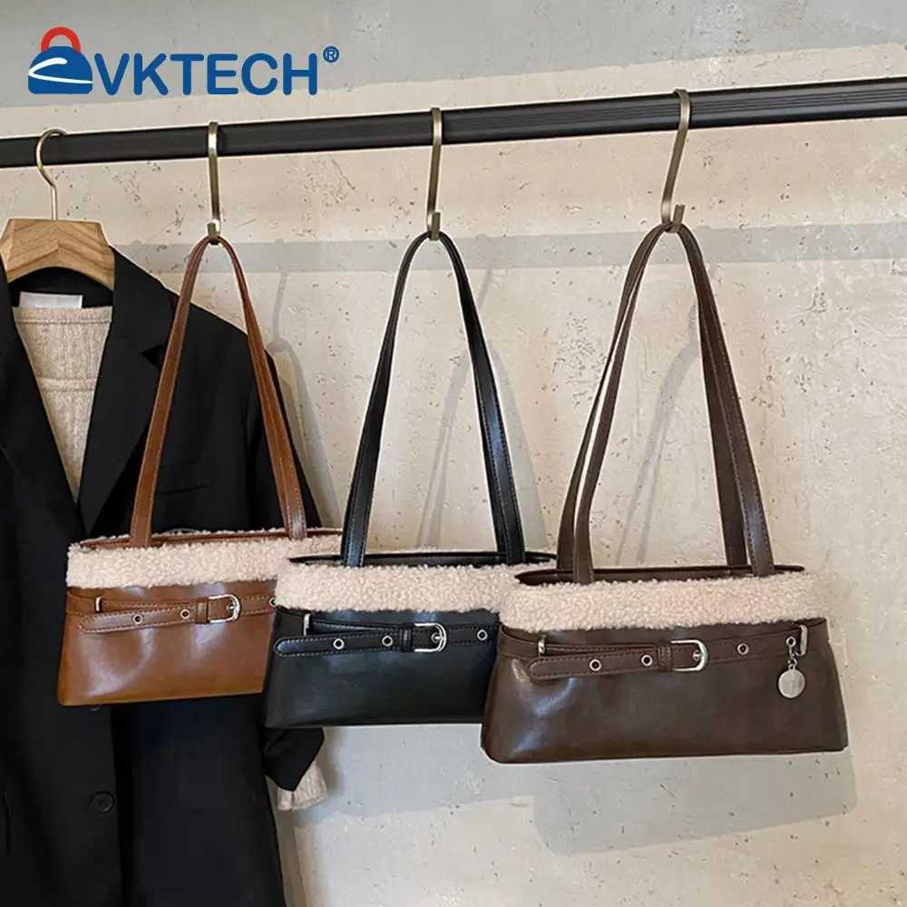Women PU Lambswool StiTChing Y2K Underarm Purse with Belt Small SaTChel Tote Bag Handbag for Daily School Travel K251121
