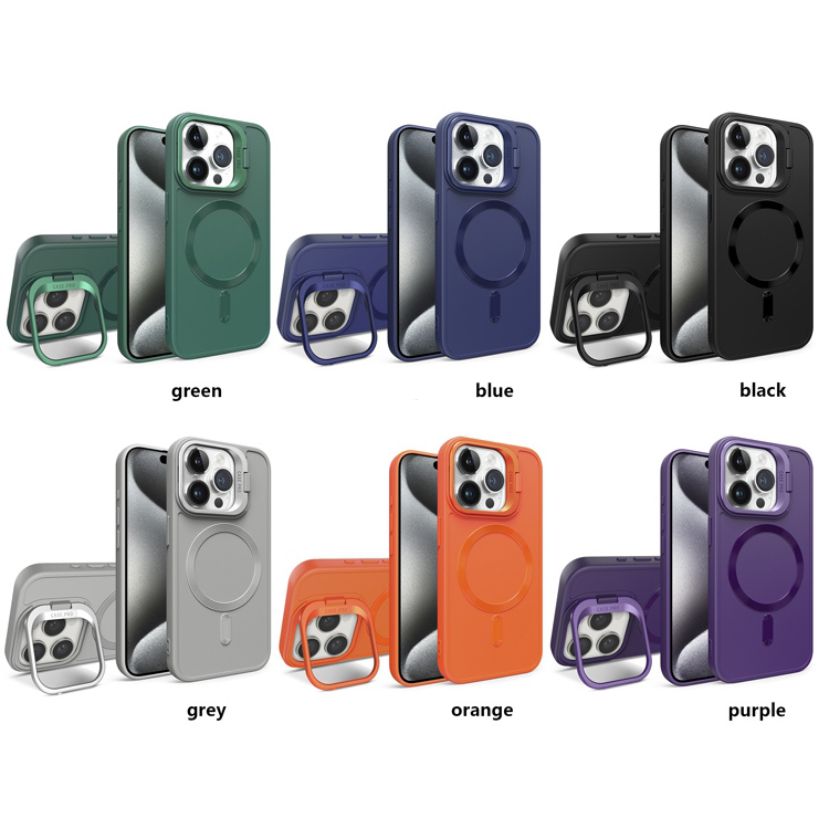 For iphone 13 pro max Mobile Phone Case Magnetic Stand Shockproof Silicone Cover for Apple Anti-Scratch Back Cover with Kickstand