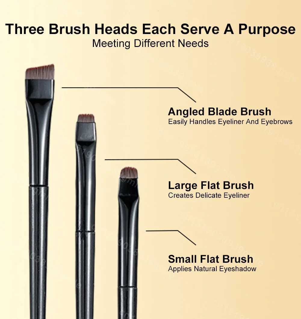 3Pcs/set Portable Eyeliner Brush Eyebrow Brush Flat Fine Eye Liner Brow Contour Makeup Brushe Precision Makeup Application C251122