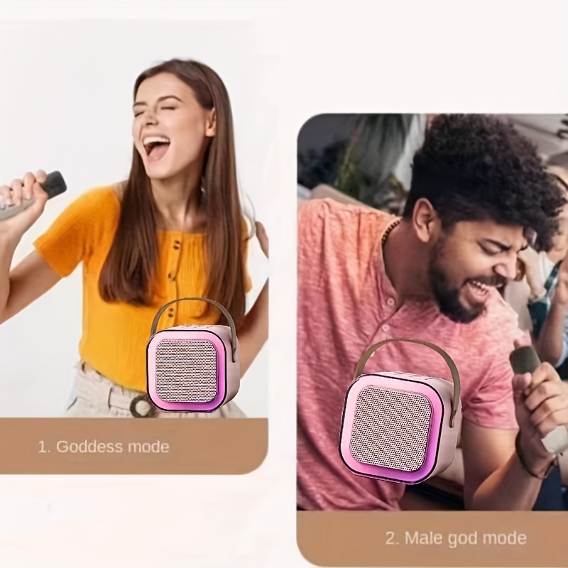 This 2025 new portable mini karaoke machine is equipped with 2 wireless microphones - USB rechargeable, suitable for birthday parties and home enterta