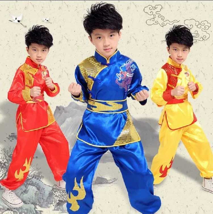 Spring Summer Childrens Martial Arts Costumes Baby Outfit Set Chinese Kung Fu Suit Stage Boys Tai Chi Girls Wushu Kids Clothes W250422