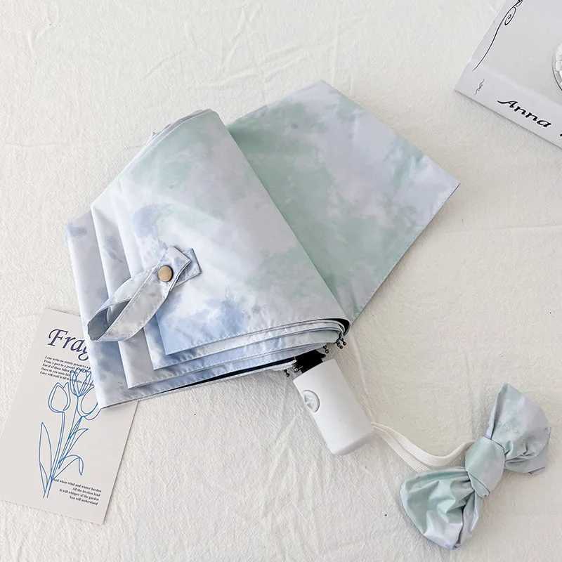 Three-fold sun umbrella vinyl sun protection manual folding umbrella sun rain dual-purpose womens ultraviolet protection smallM251122