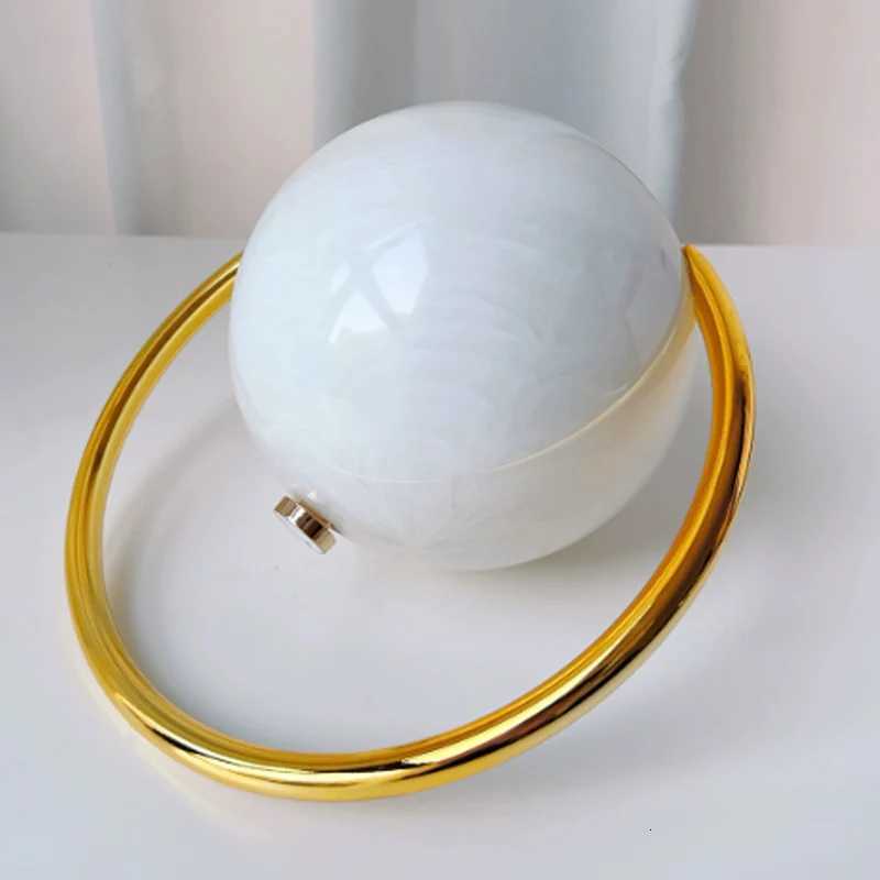 Fashion Bride Pearl White Round Metal Gold Women Luxury Evening Banquet Clutch Bag Wedding Purse Party Day Handbag K251121