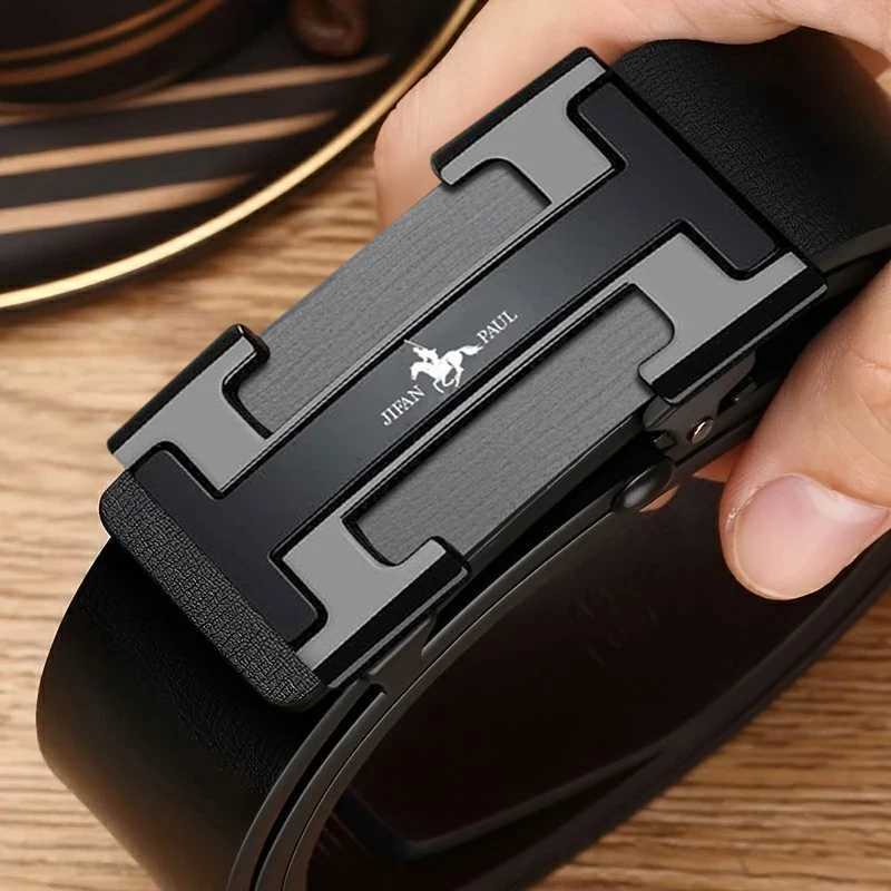 Mens waist belt with H-buckle genuine leather belt metal alloy automatic buckle brand luxurious design mens waist belt me J251122