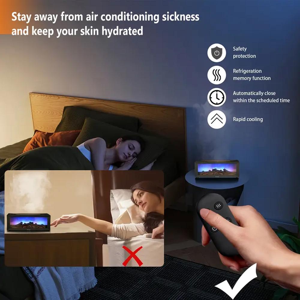 7-Color Fireplace Diffuser 300ml Essential Oil Humidifier with Timer Remote for Home Office